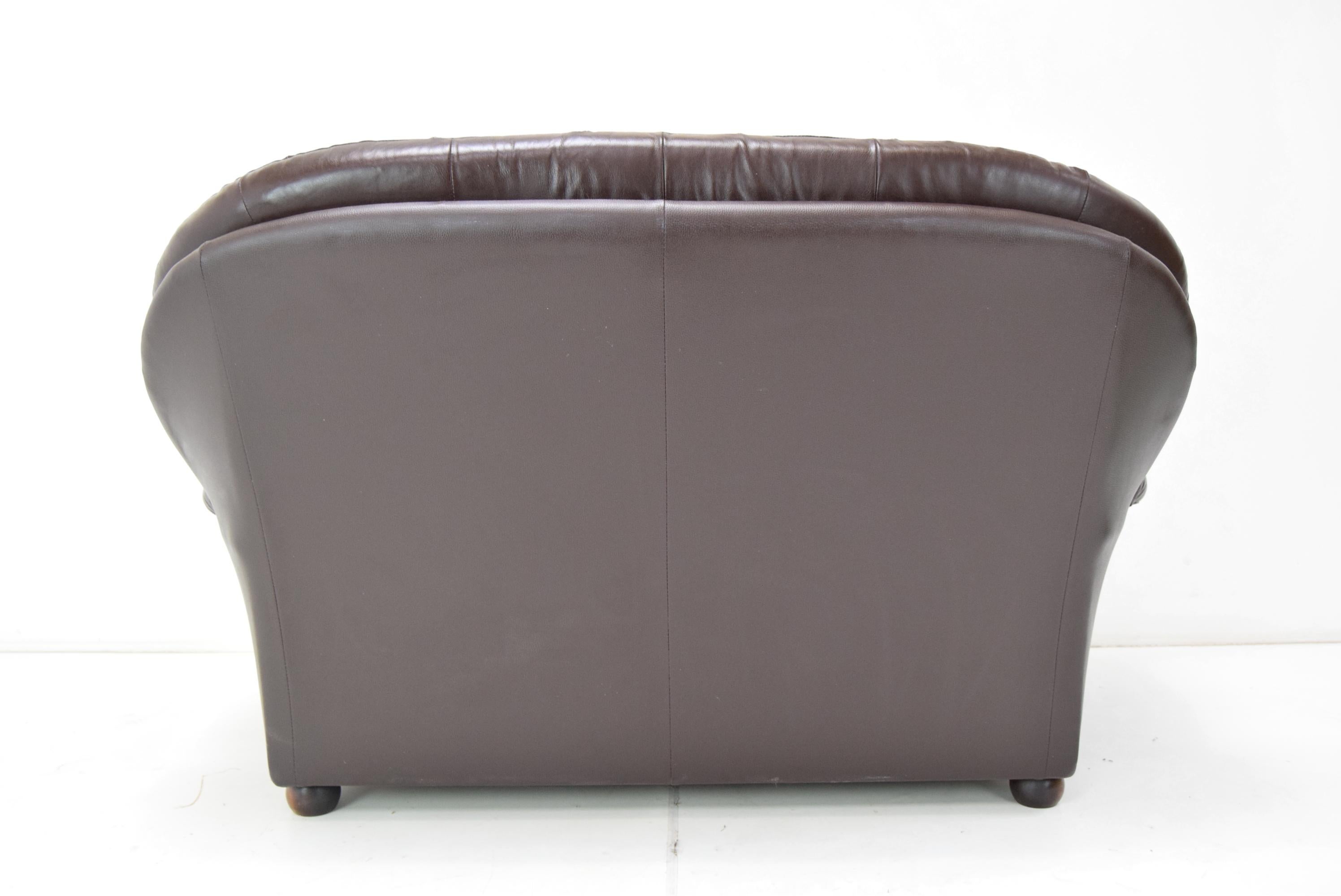 Mid-century Leatherette Two Seat Sofa, 1990's.  For Sale 2