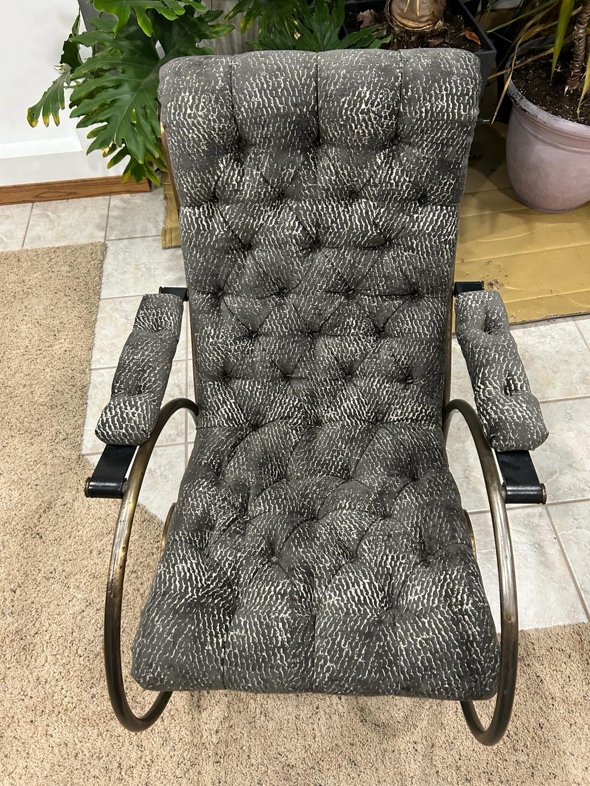 Mid-Century Lee Woodward Tufted Chenille Sculptural Rocking Chair For Sale 5