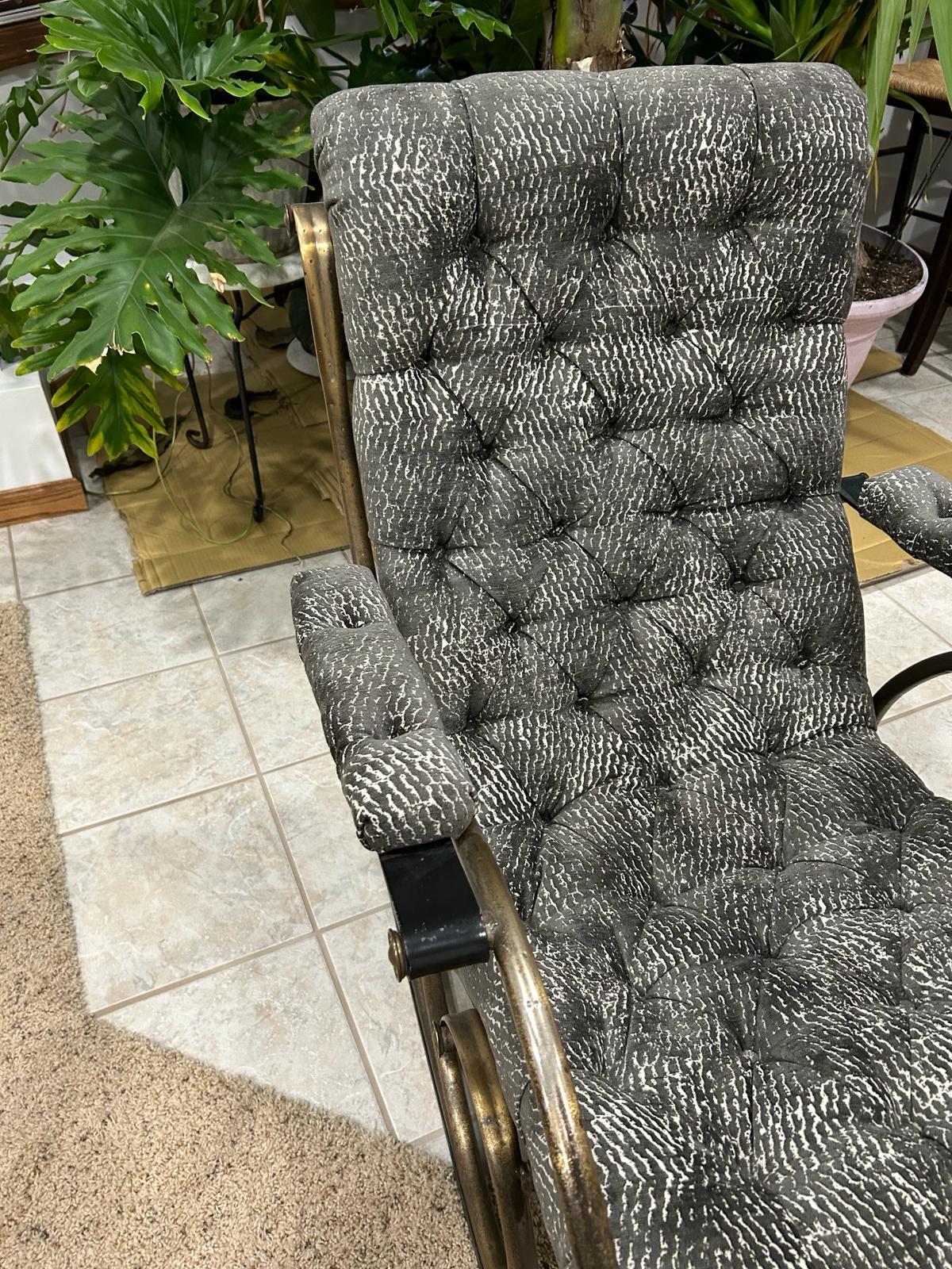 Mid-Century Lee Woodward Tufted Chenille Sculptural Rocking Chair In Good Condition For Sale In Medina, OH