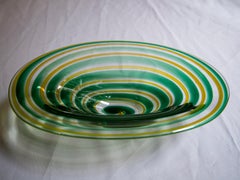 Centre de table en verre d'art rayé Leerdam de Floris Meydam:: 1960