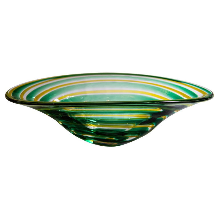 MidCentury Leerdam Striped Art Glass Centerpiece by Floris Meydam