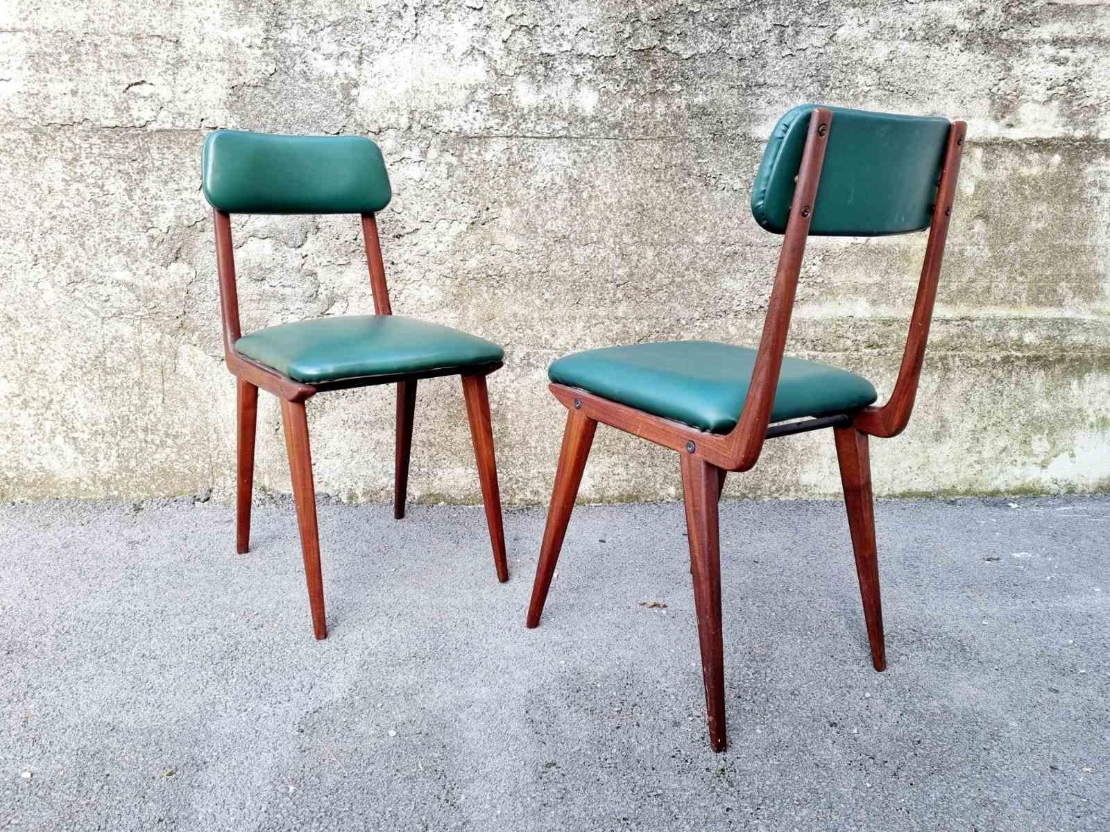 Midcentury Lella Chairs, Design by Ezio Longhi for Elam Milano, Italy 50s For Sale 1