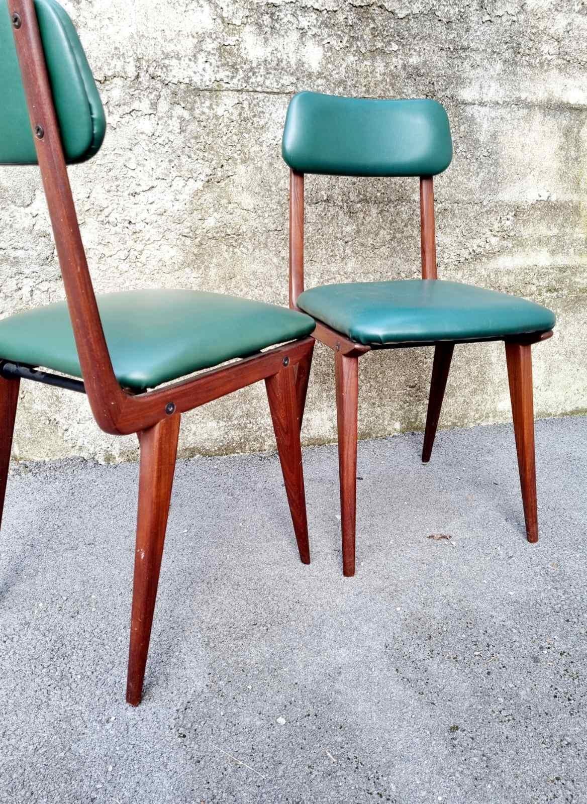Lella-Stühle aus der Mitte des Jahrhunderts, entworfen von Ezio Longhi für Elam Milano, Italien 50er Jahre (Leder) im Angebot