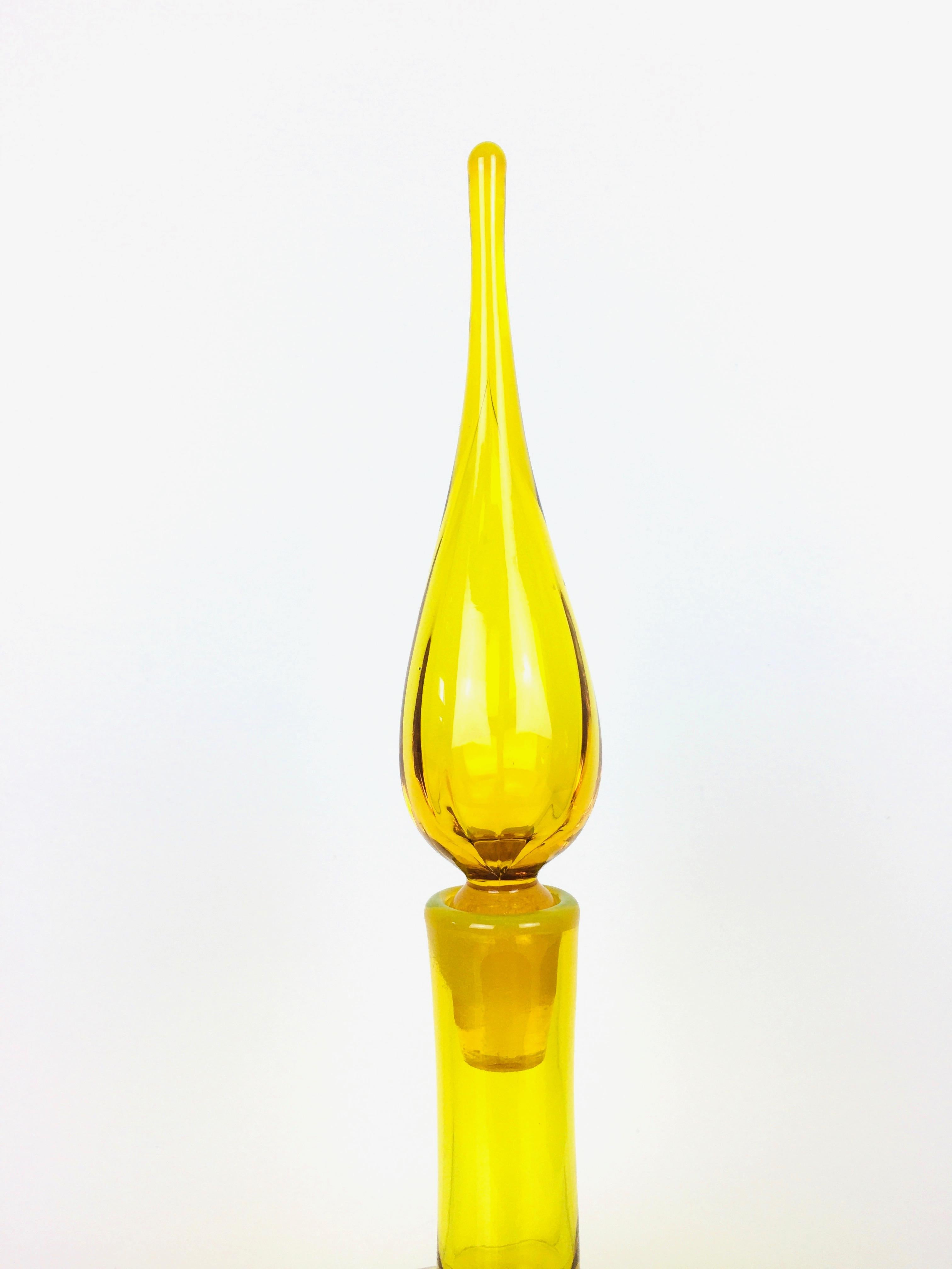 Mid-Century Modern Mid-Century Lemon Yellow Genie Bottle / Decanter