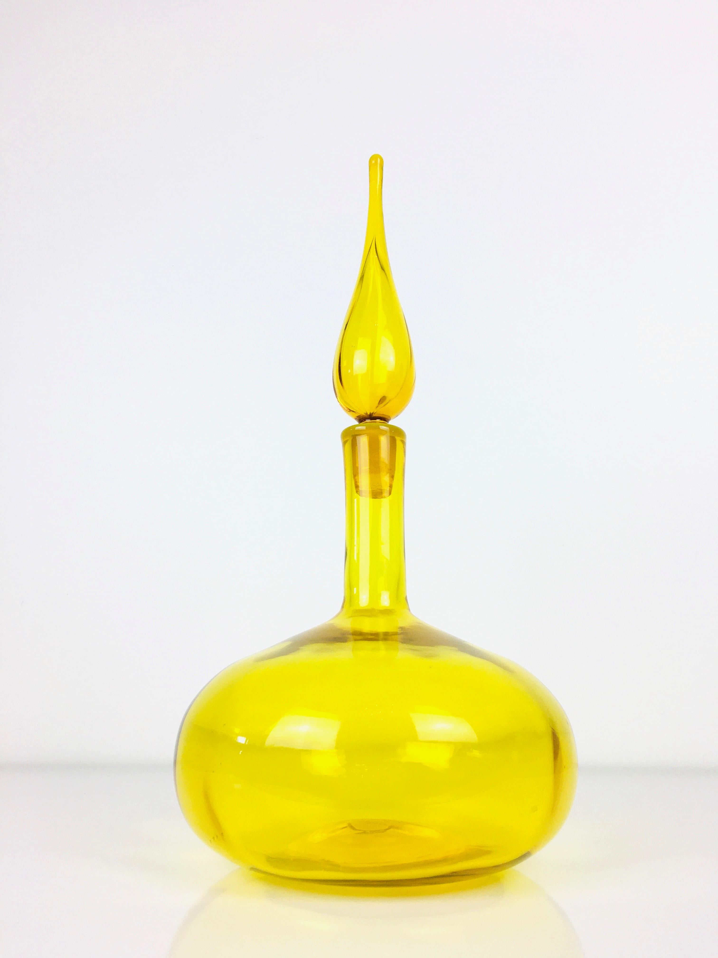 Unknown Mid-Century Lemon Yellow Genie Bottle / Decanter