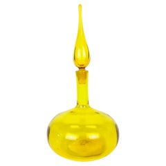 Vintage Mid-Century Lemon Yellow Genie Bottle / Decanter