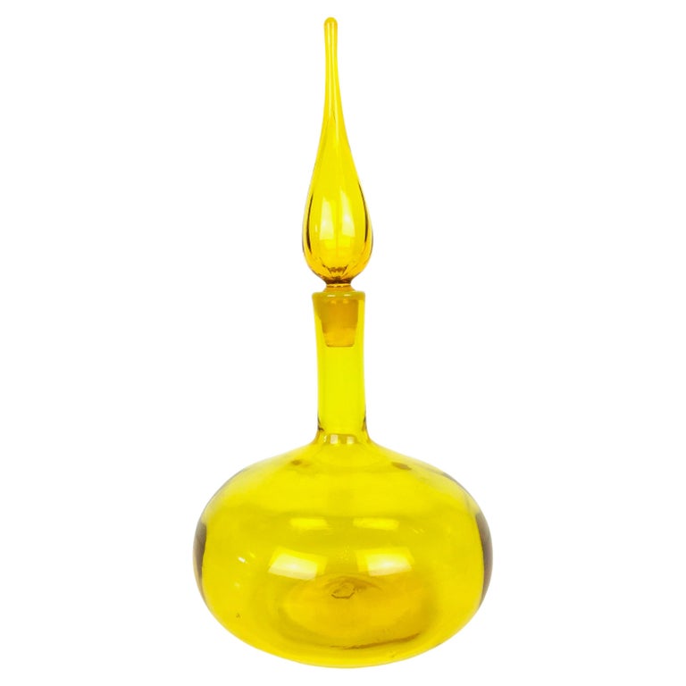Mid-Century Lemon Yellow Genie Bottle / Decanter at 1stDibs