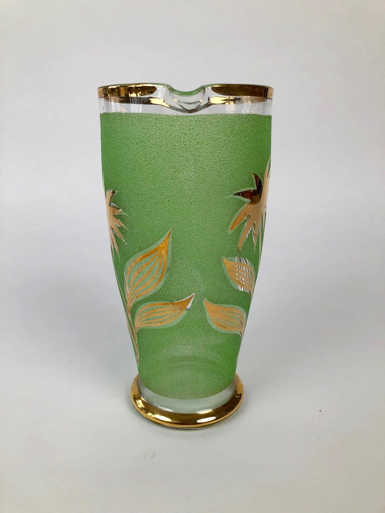 Mid-Century Modern Midcentury Lemonade Set in Jade Green Glass For Sale
