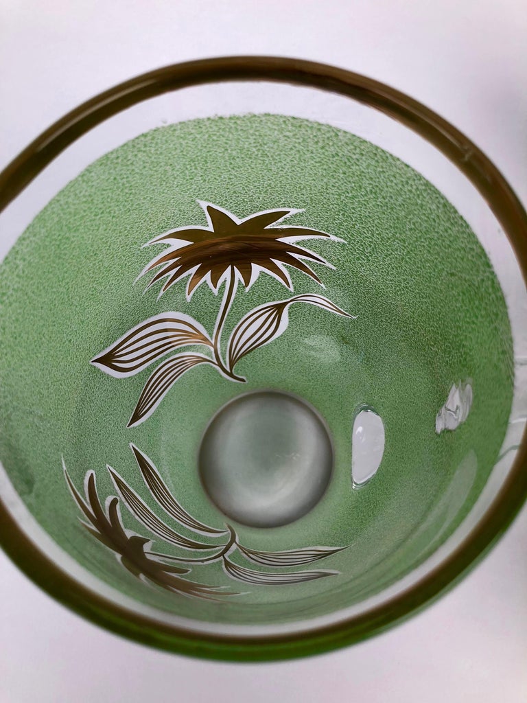 Midcentury Lemonade Set in Jade Green Glass For Sale 3