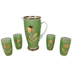 Midcentury Lemonade Set in Jade Green Glass