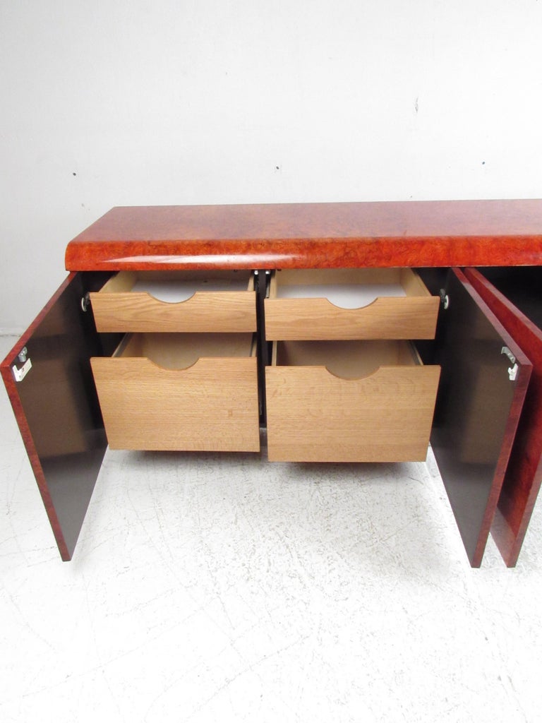 Midcentury Leon Rosen Pace Burl wood Credenza at 1stdibs