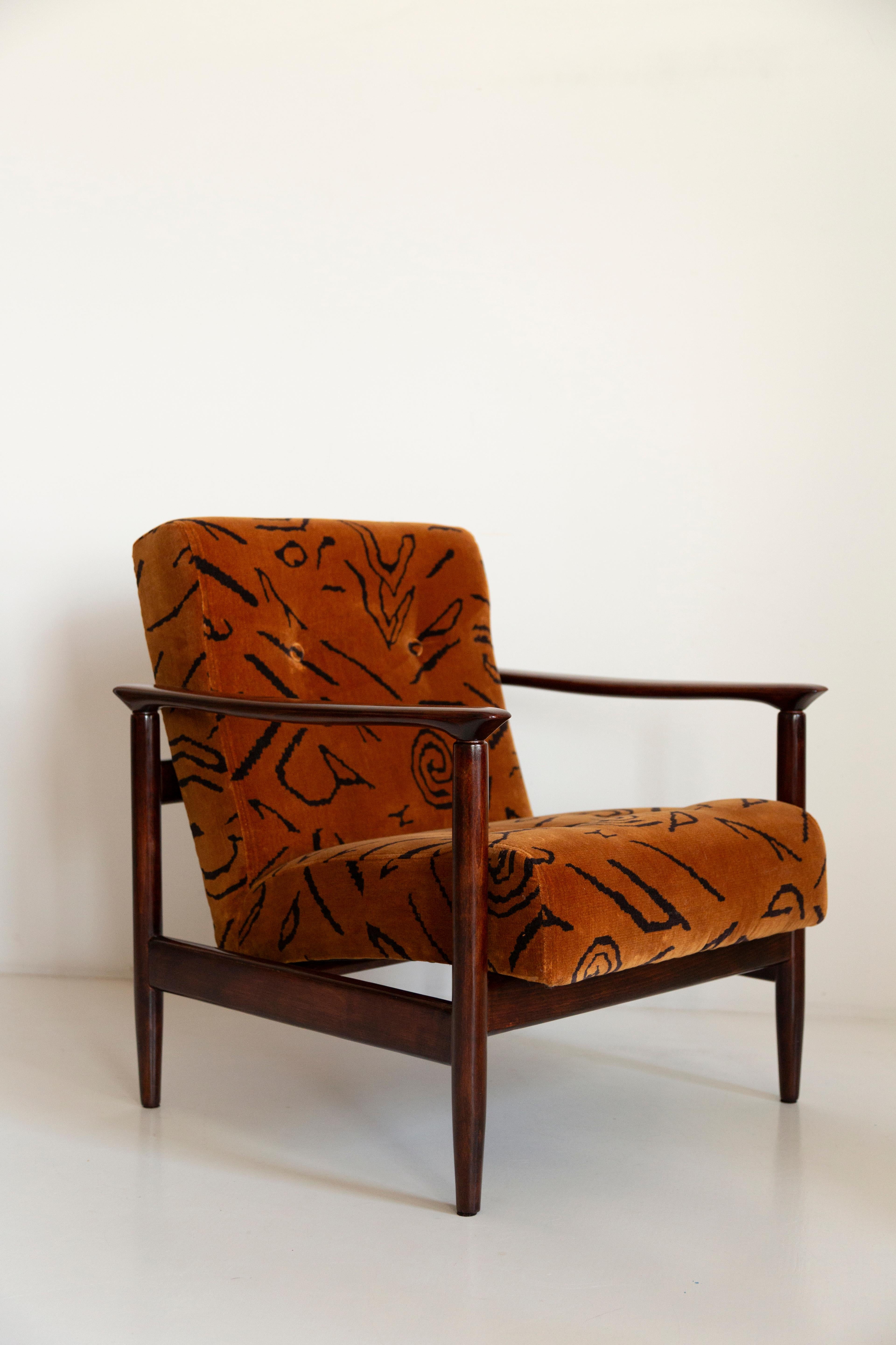 Mid-Century Modern Mid Century Leontigre Jacquard Armchair, GFM 142, Edmund Homa, Europe, 1960s For Sale