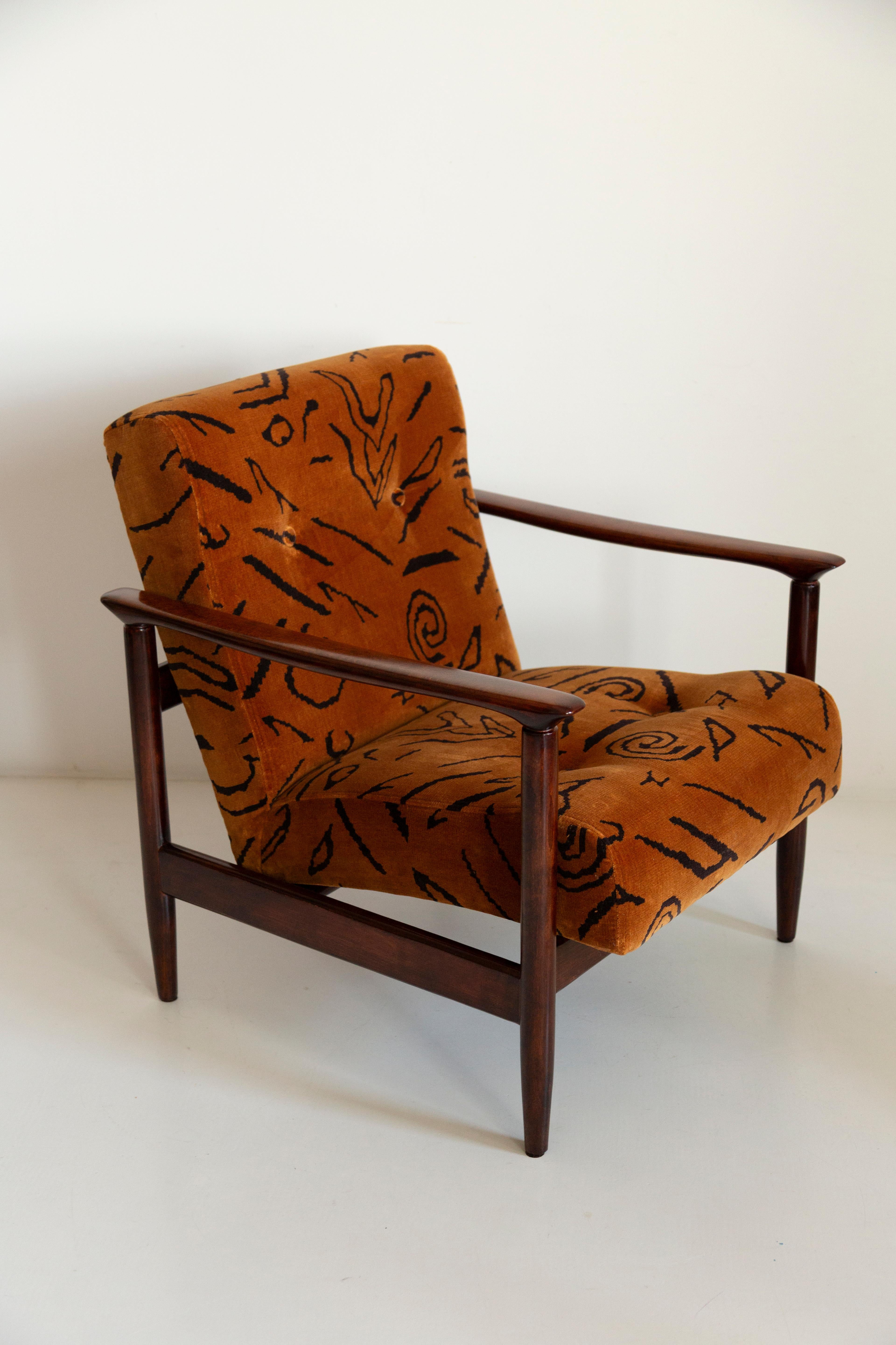 Hand-Crafted Mid Century Leontigre Jacquard Armchair, GFM 142, Edmund Homa, Europe, 1960s For Sale