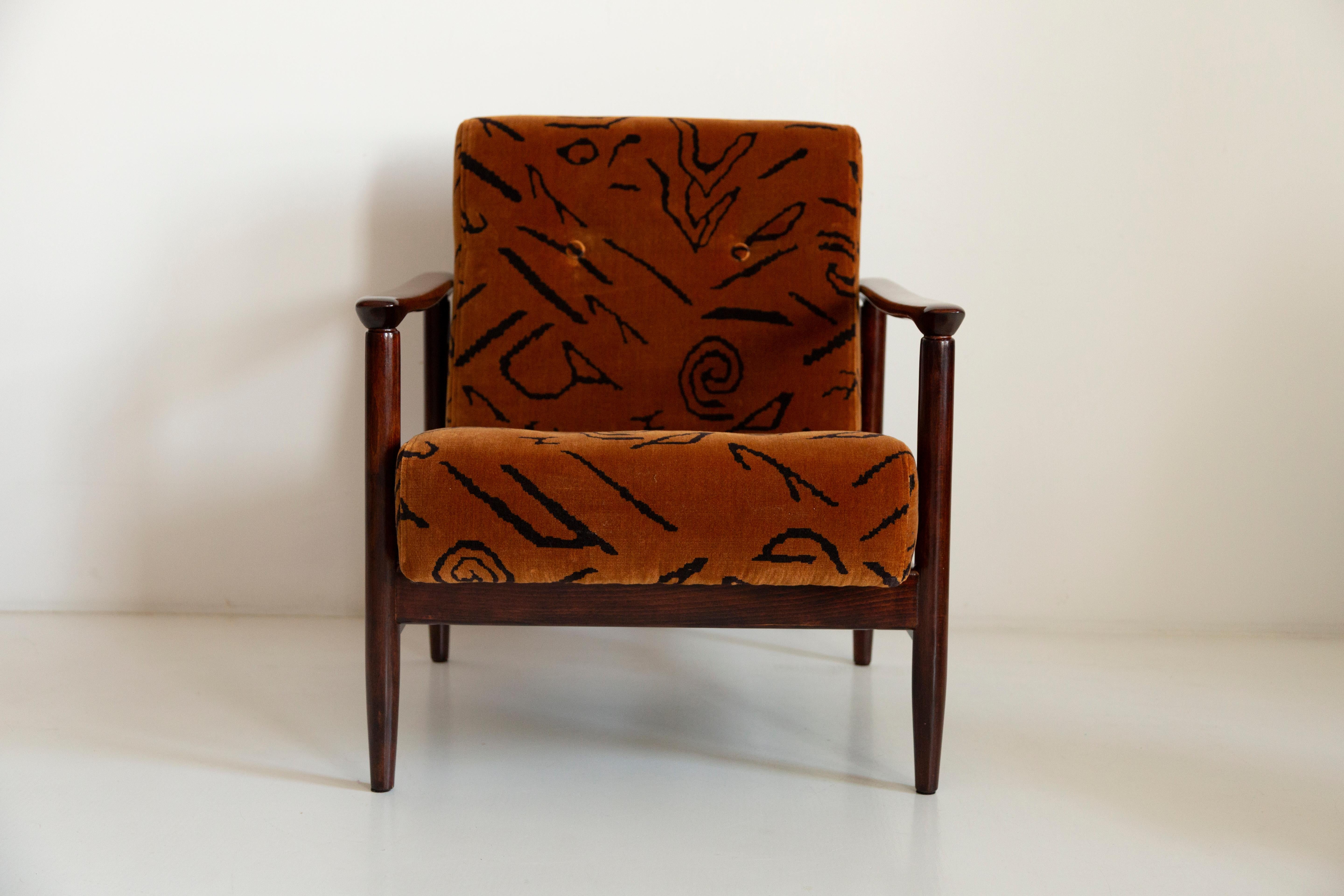 Fabric Mid Century Leontigre Jacquard Armchair, GFM 142, Edmund Homa, Europe, 1960s For Sale