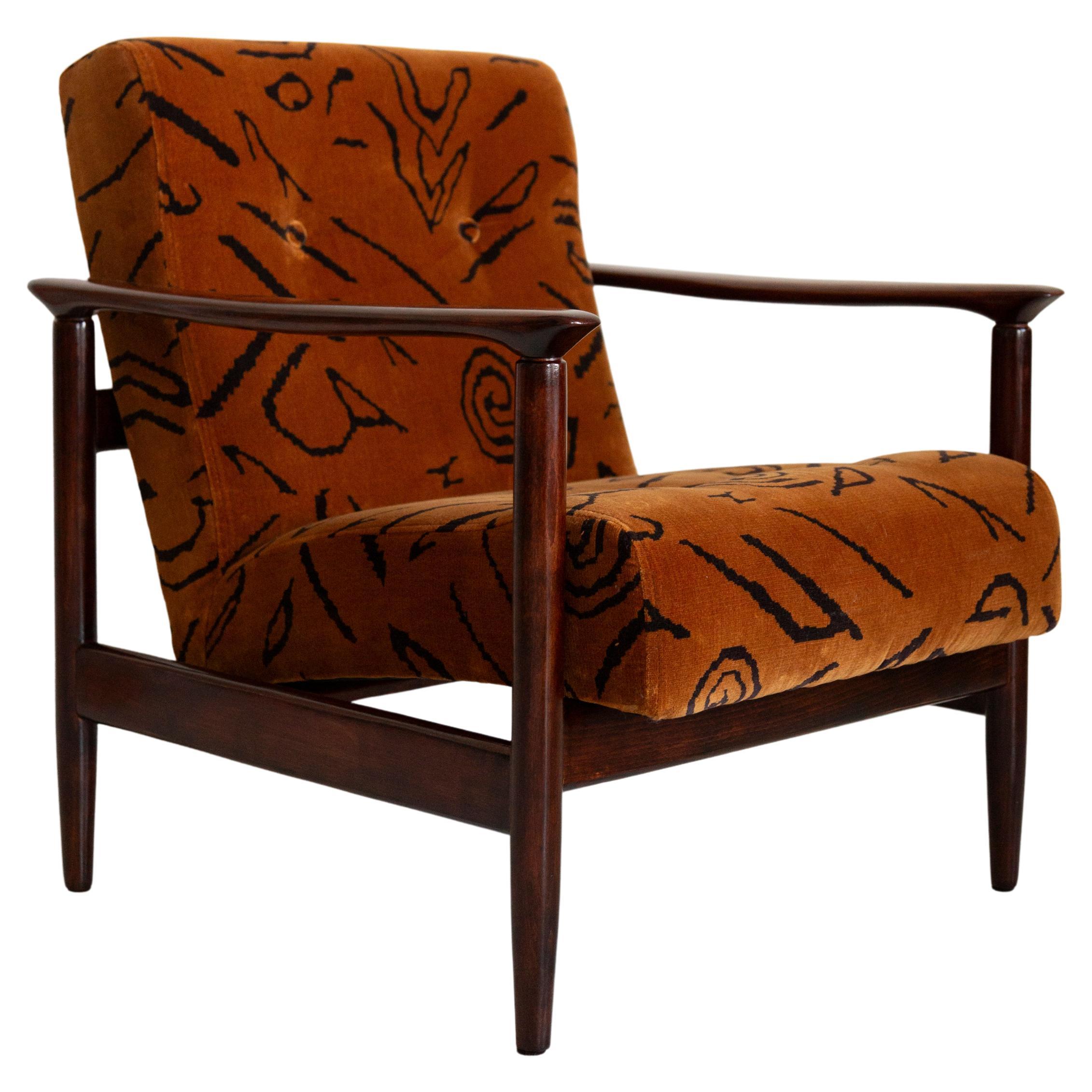 Mid Century Leontigre Jacquard Armchair, GFM 142, Edmund Homa, Europe, 1960s