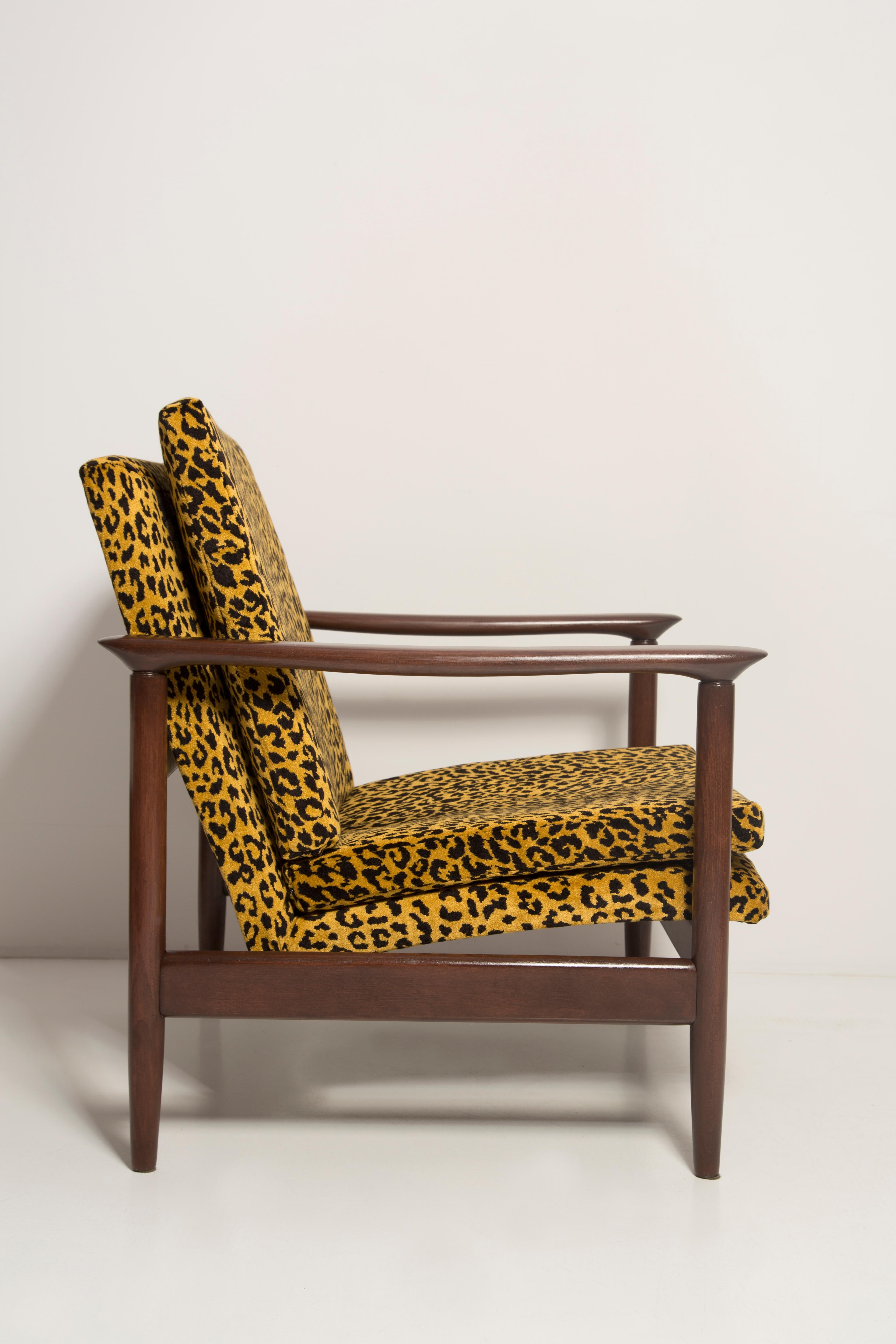 Fabric Mid Century Leopard Armchair, GFM 142, Edmund Homa, Europe, 1960s For Sale