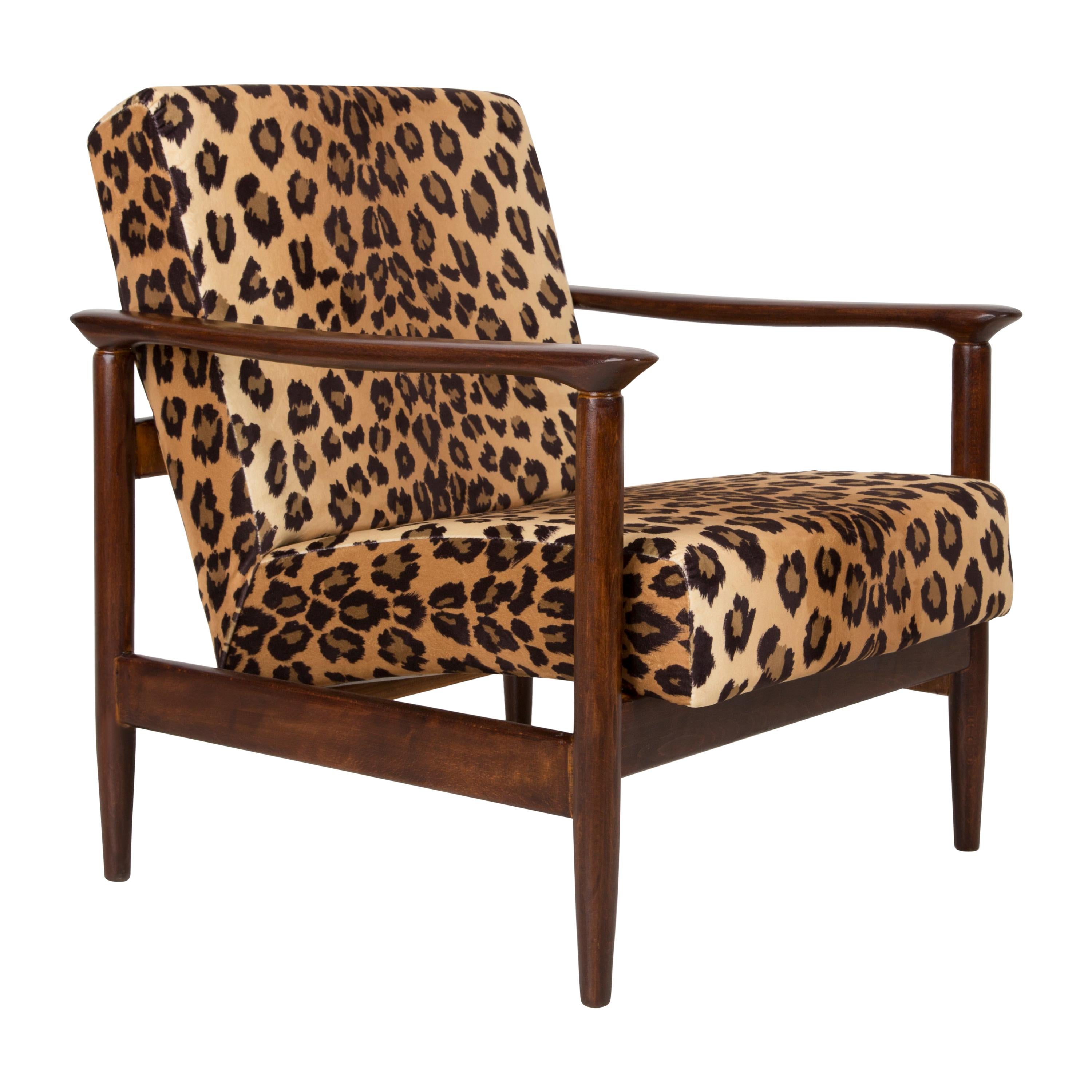 Two 20th Century Leopard Velvet Armchairs, Edmund Homa, GFM-142, 1960s, Poland