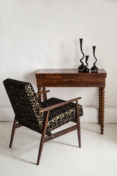 Mid Century Leopard Print Velvet Dante Armchair, H. Lis, Europe, 1960s