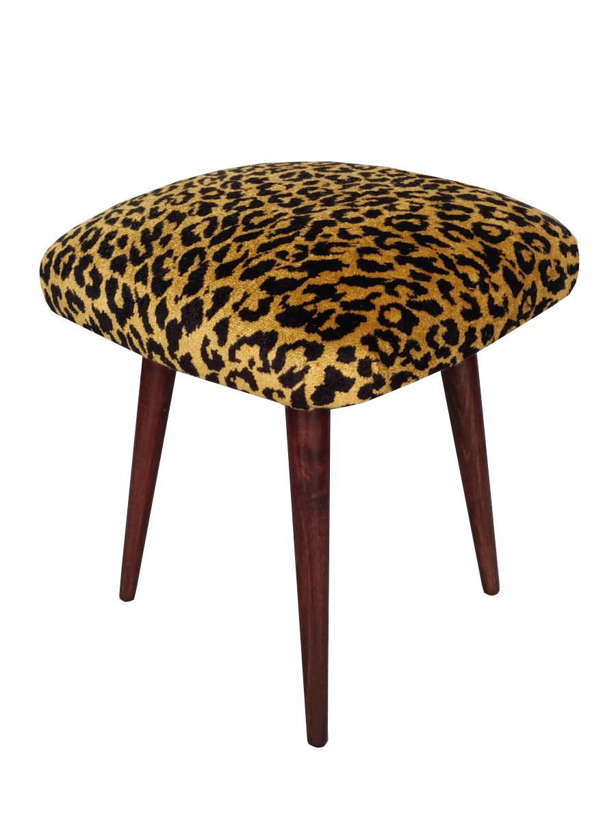 Stool from the turn of the 1960s and 1970s. Beautiful velour jacquard upholstery in leopard print. 

About the fabric:

Wildlife is taking a place in your interiors through the Leopard Velours fabric. Like a leopard fur, this eye-catching textile