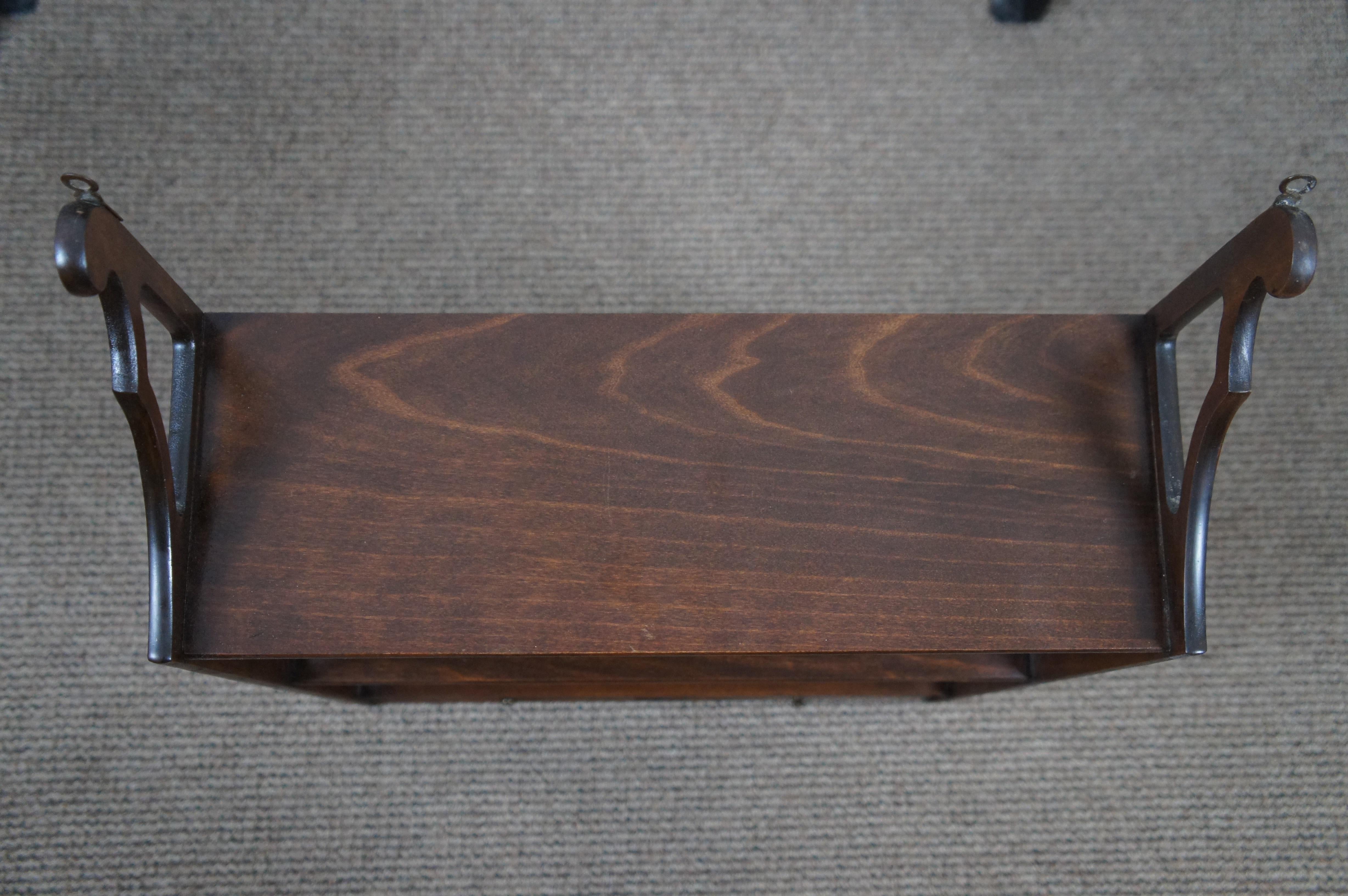 20th Century Midcentury Lewis Butler Mahogany Chippendale 3 Tier Wall Hanging Shelf #112