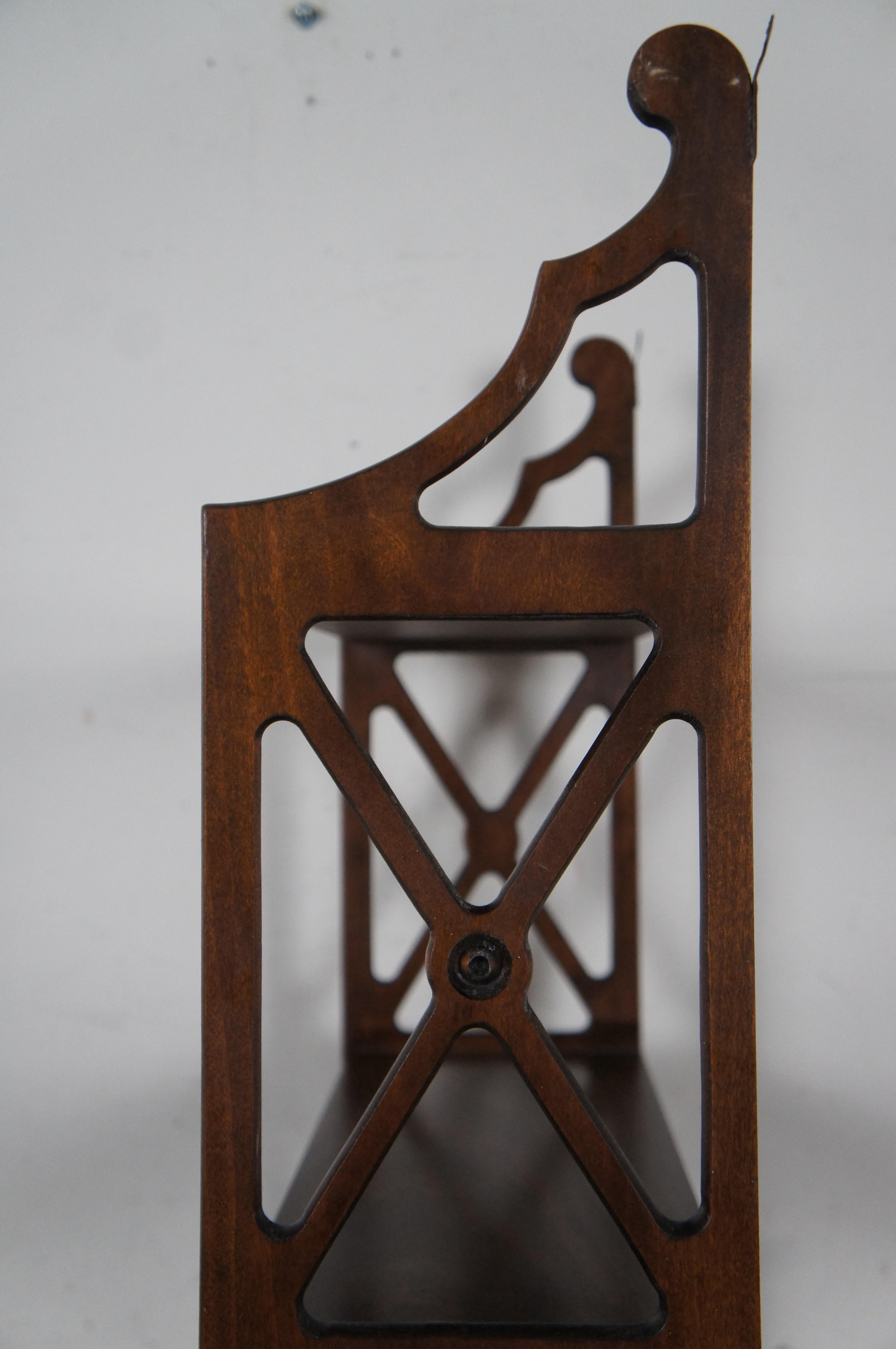 Midcentury Lewis Butler Mahogany Chippendale 3 Tier Wall Hanging Shelf #112 4
