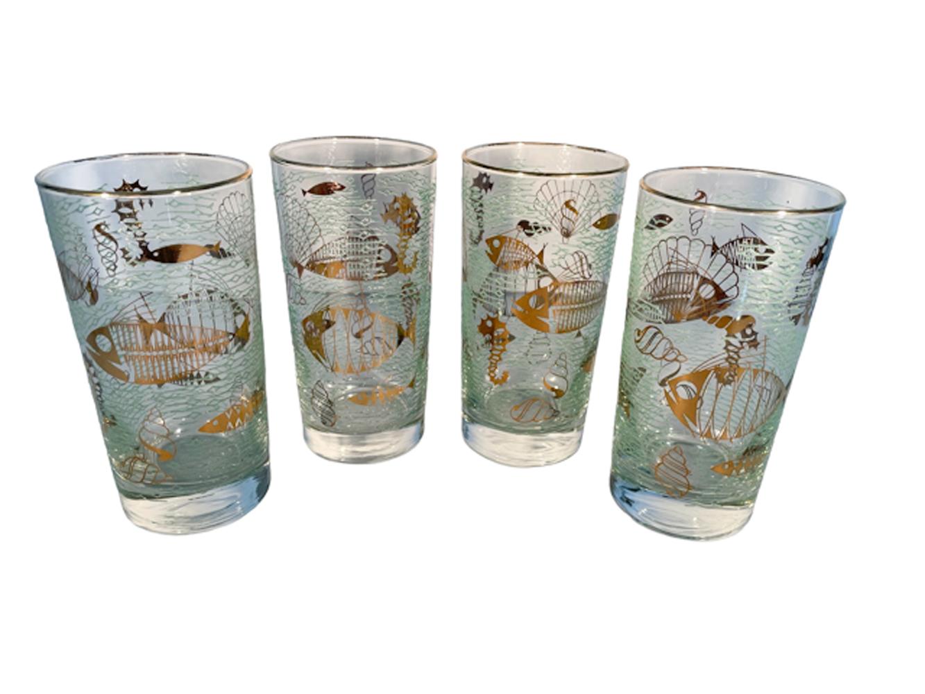 Verres Highball en verre Libbey du milieu du siècle au motif Marine Life Bon état - En vente à Nantucket, MA