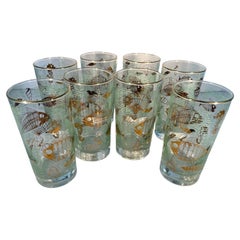 Retro Midcentury Libbey Glass Highball Glasses in the Marine Life Pattern