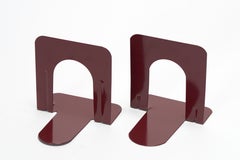Mid Century Library Bookends Refinished in Wine Red