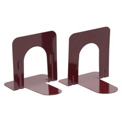 Vintage Mid Century Library Bookends Refinished in Wine Red