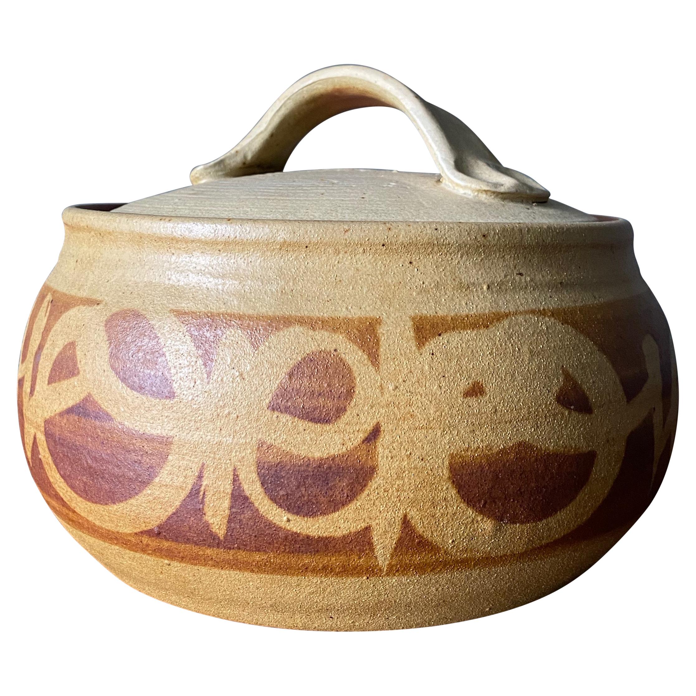 Mid Century Lidded Ceramic Bowl For Sale