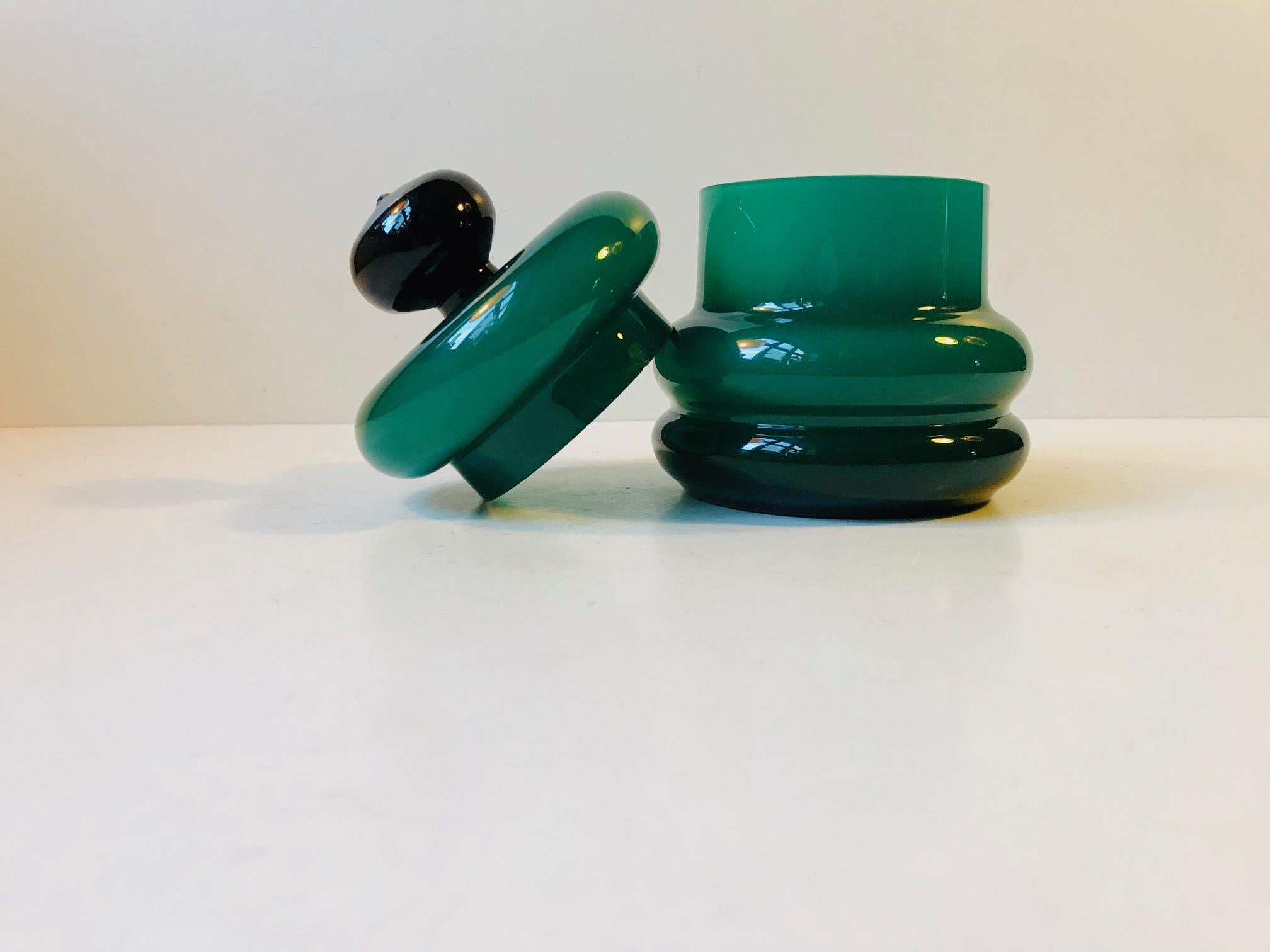 Mid-Century Modern Midcentury Lidded Murano Cased Green Glass Jar by Vistosi, 1960s