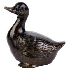 Mid-Century Life-Size Bronze Duck Sculpture 