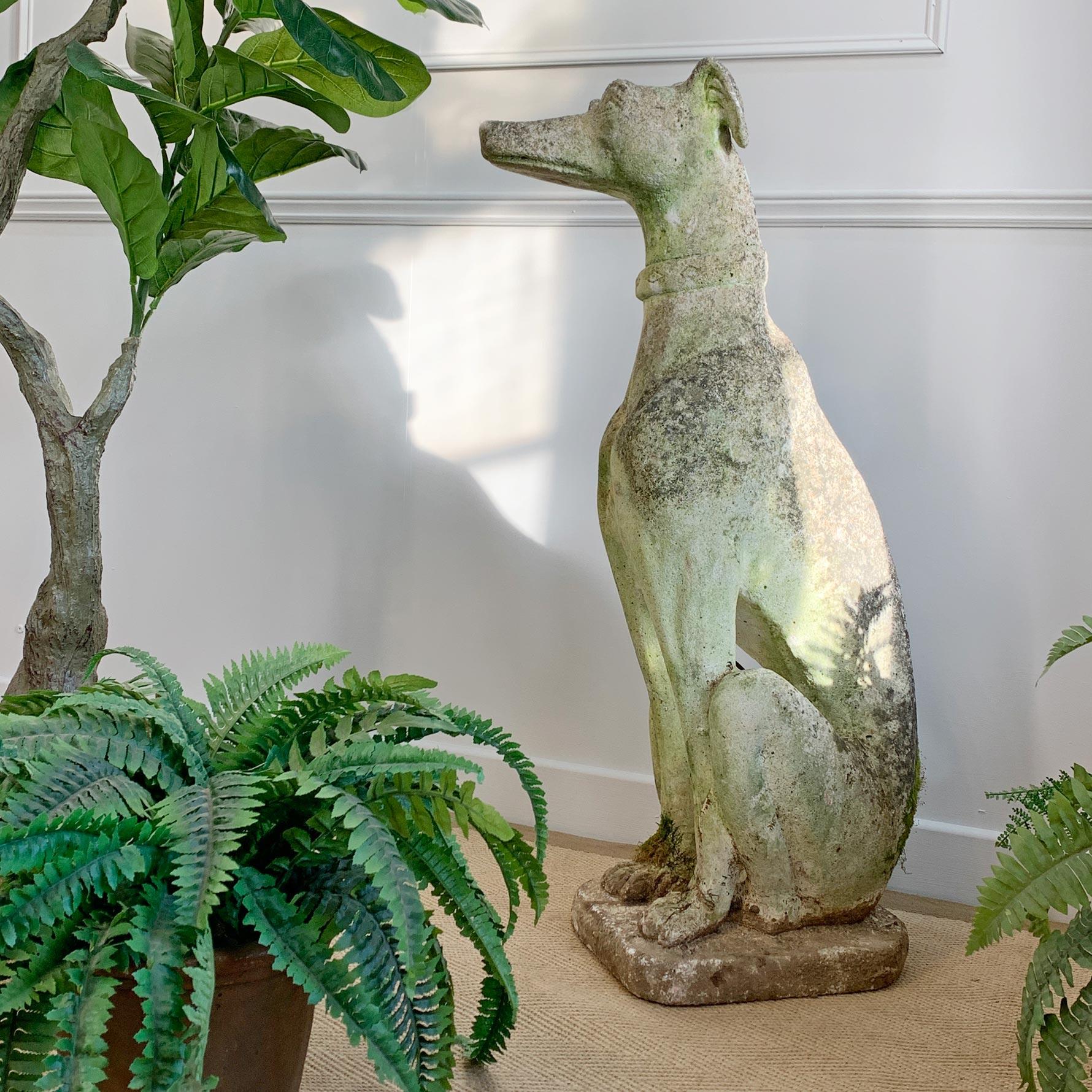 Mid Century Life Size Italian Composite Stone Greyhound Statue 4