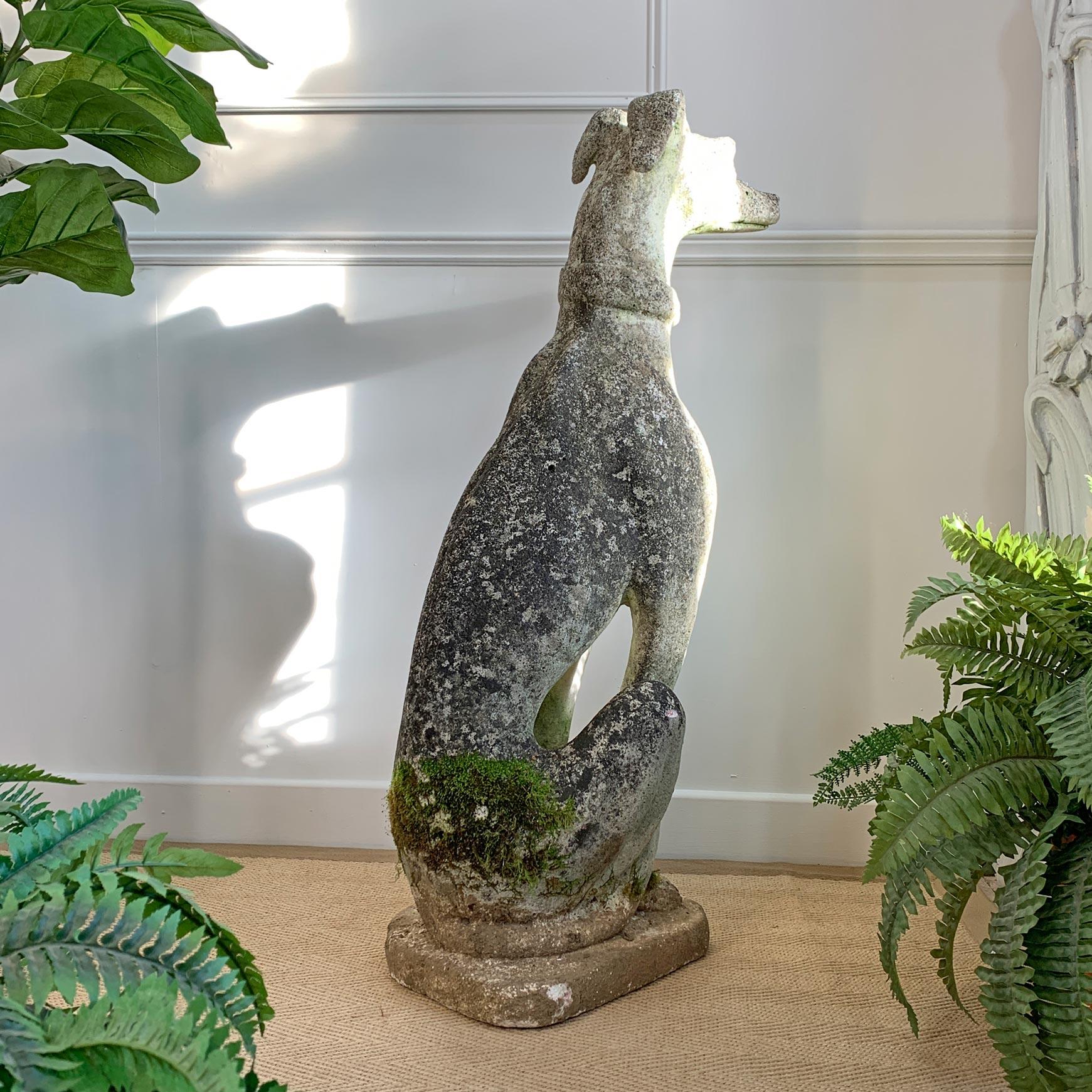 Mid Century Life Size Italian Composite Stone Greyhound Statue 6