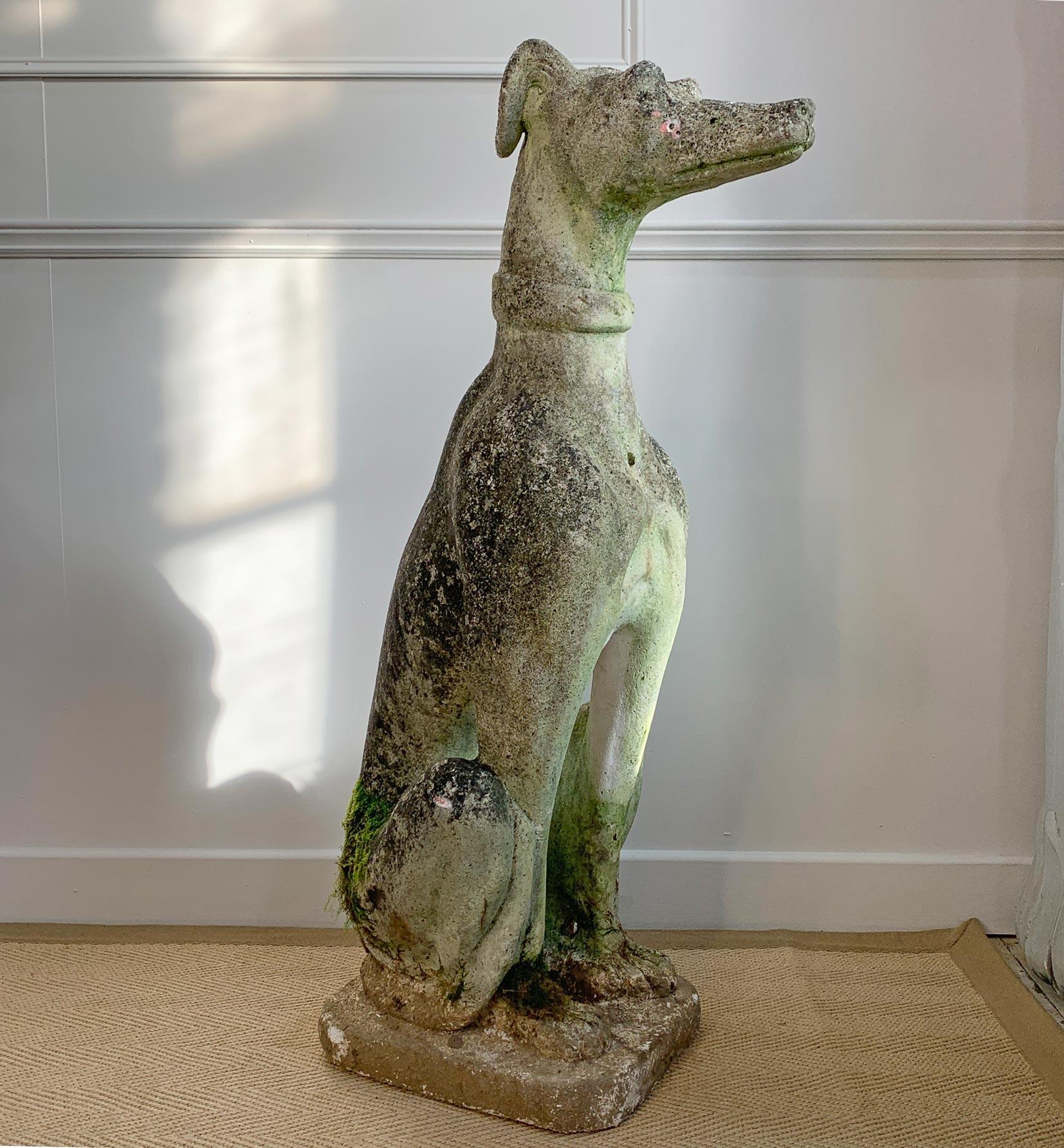 Mid Century Life Size Italian Composite Stone Greyhound Statue 9