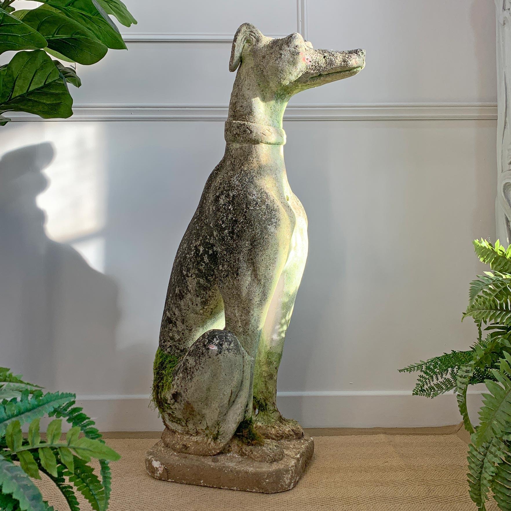 Mid-Century Modern Mid Century Life Size Italian Composite Stone Greyhound Statue