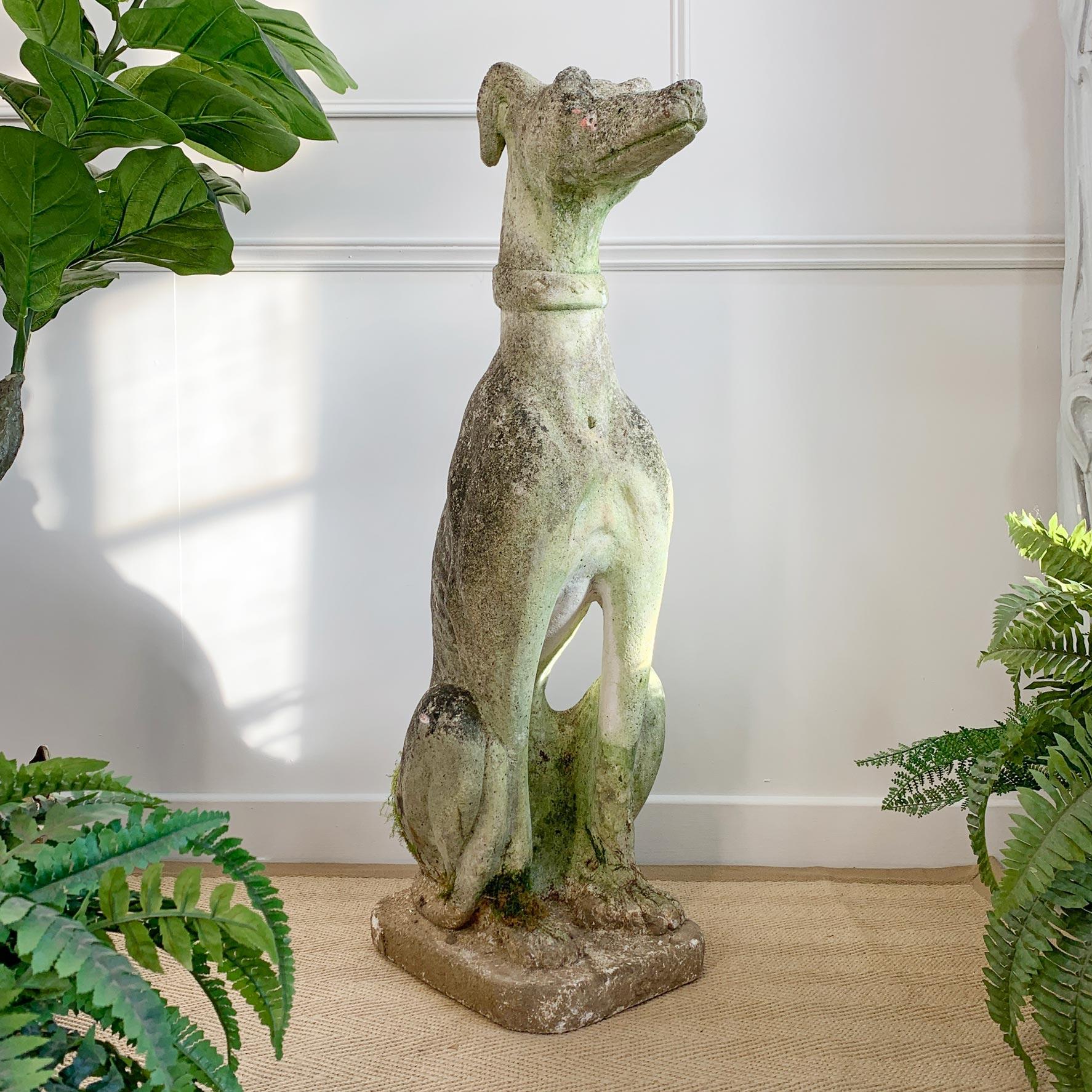 20ième siècle Mid Century Life Size Italian Composite Stone Greyhound Statue