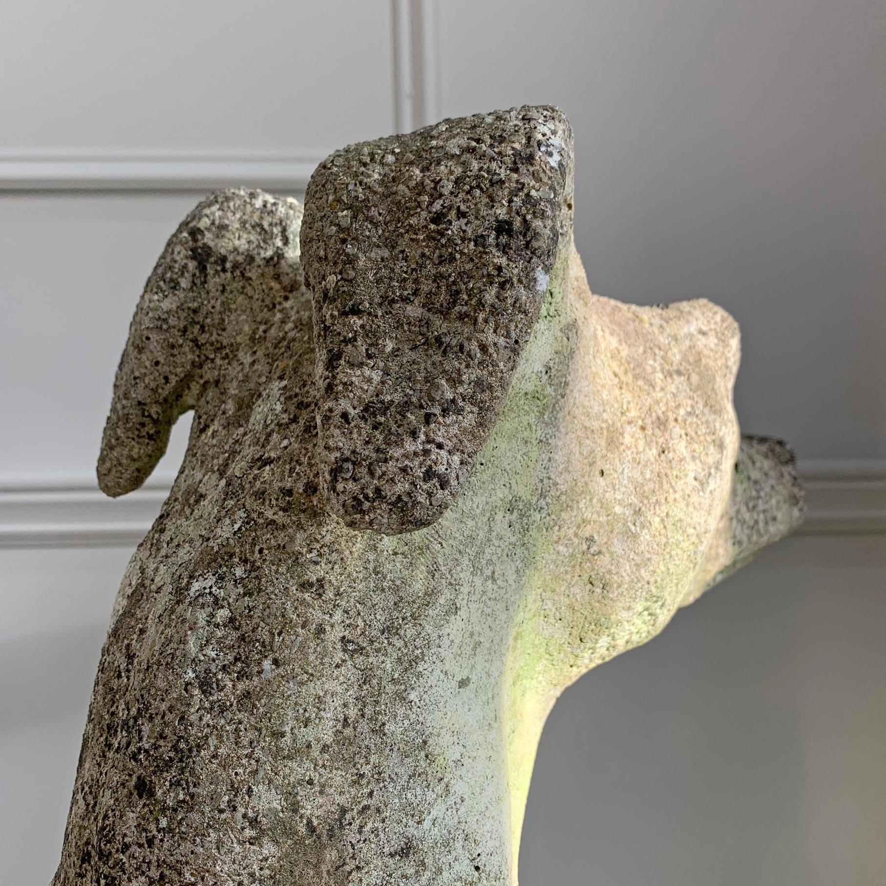 20th Century Mid Century Life Size Italian Composite Stone Greyhound Statue