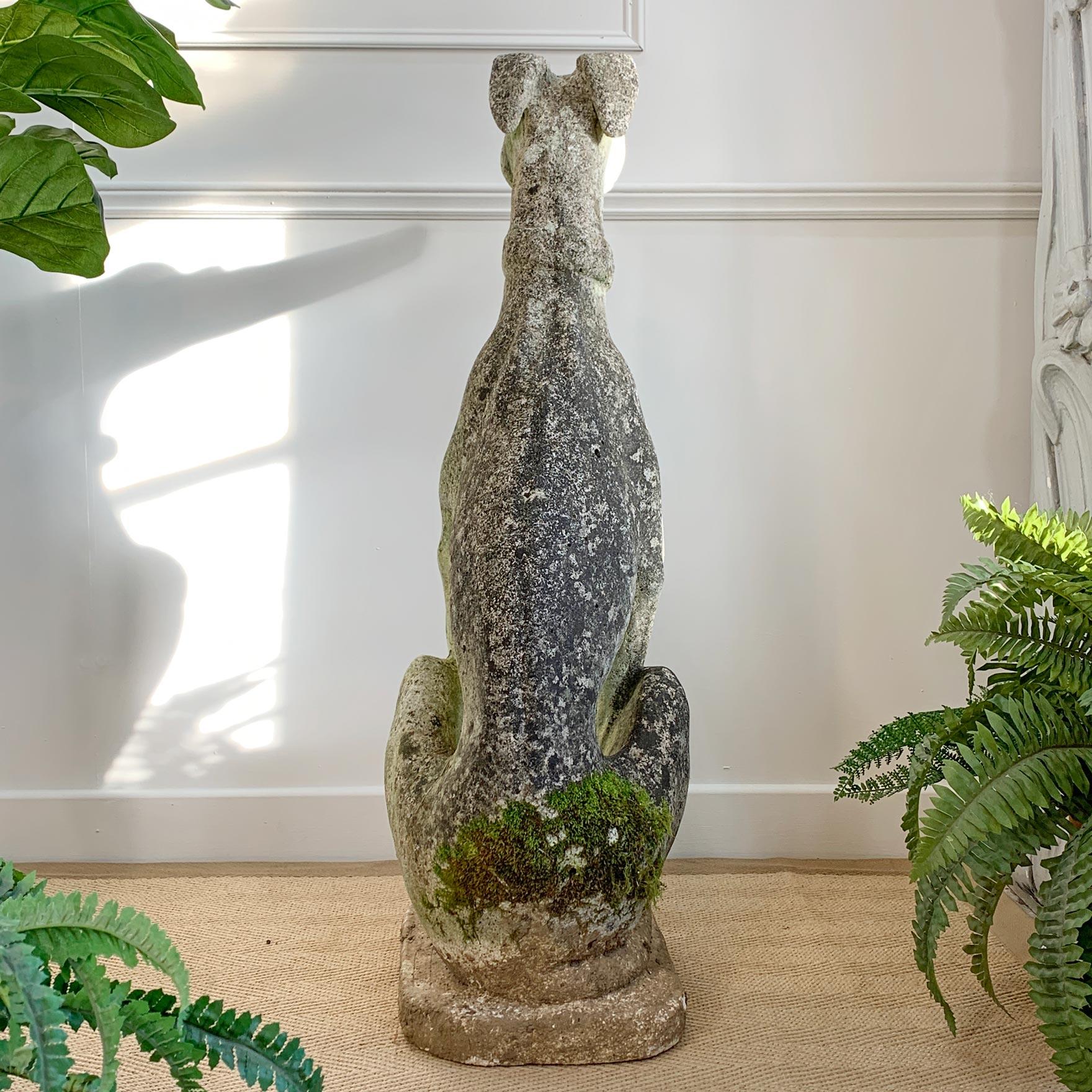 Mid Century Life Size Italian Composite Stone Greyhound Statue 1