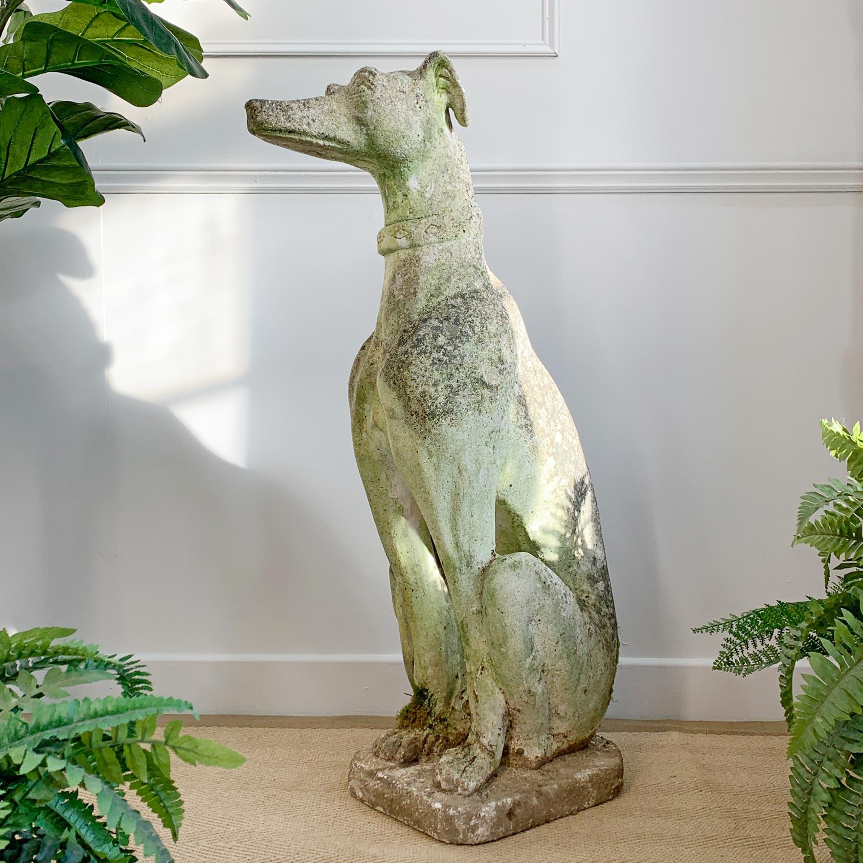 Mid Century Life Size Italian Composite Stone Greyhound Statue 2