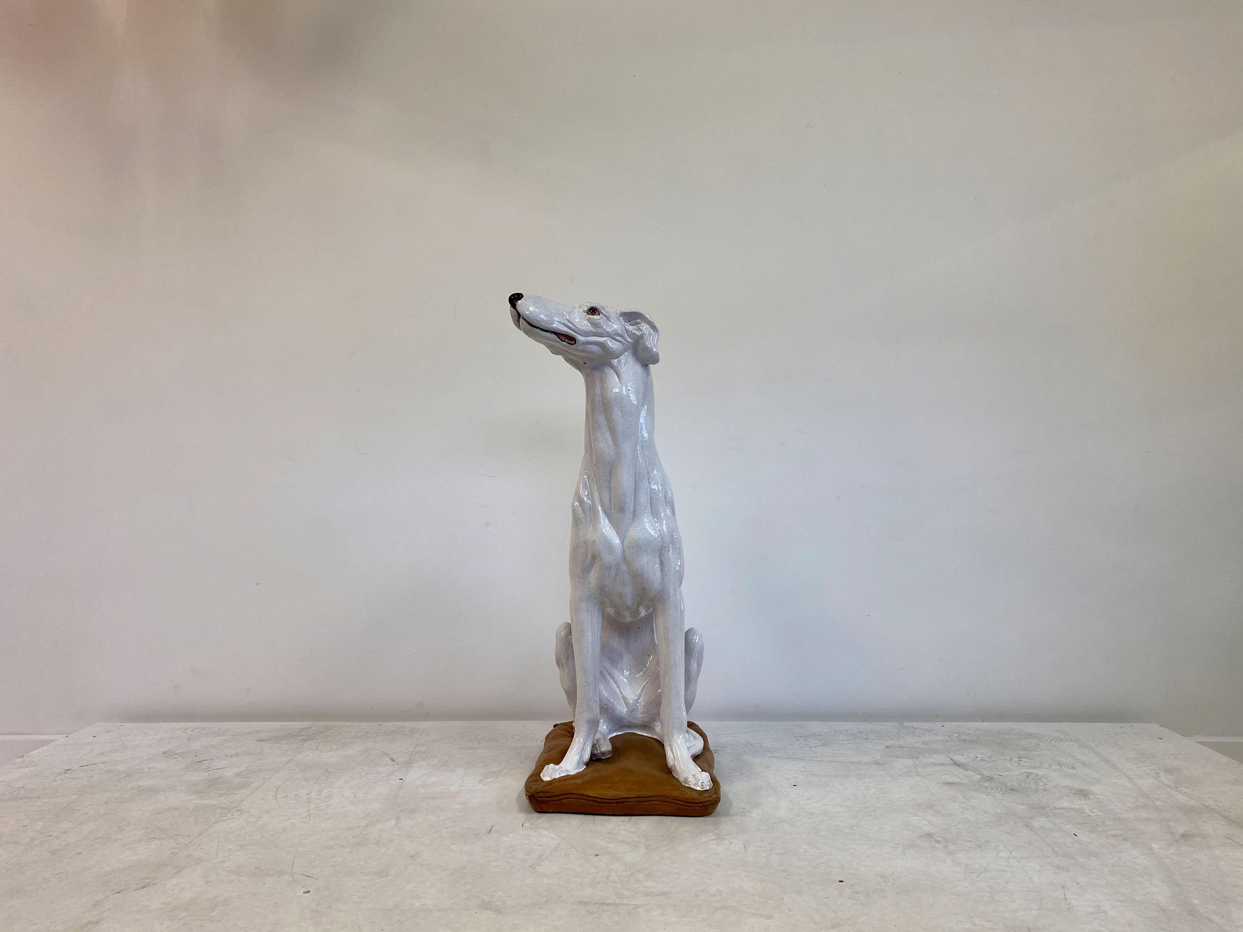 Model of a greyhound

Terracotta

Glazed

Nicely modelled 

Italy midcentury.