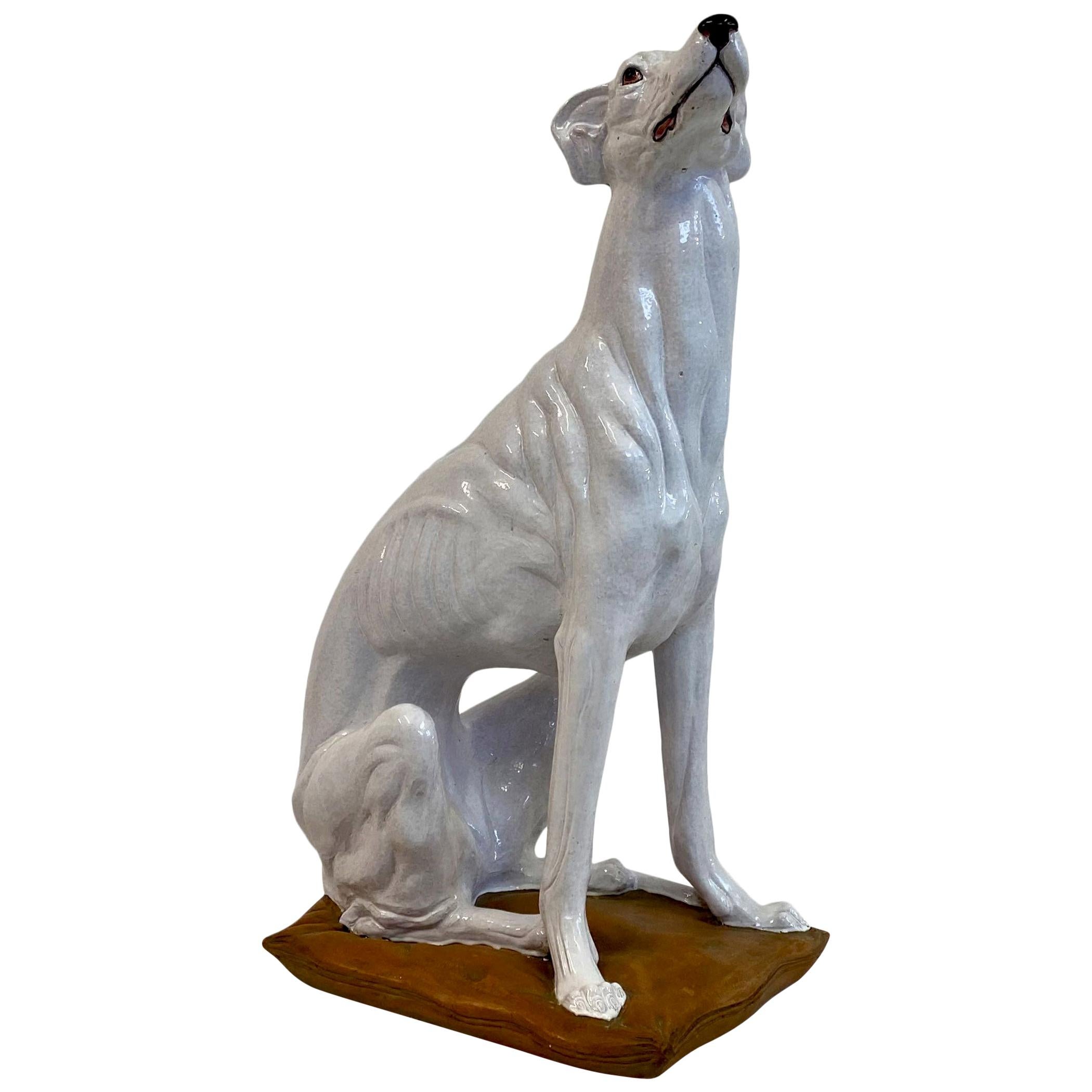 Windhund Greyhound Hund Figur Skulptur Hund m Sockel Antik Dekoration Gusseisen 