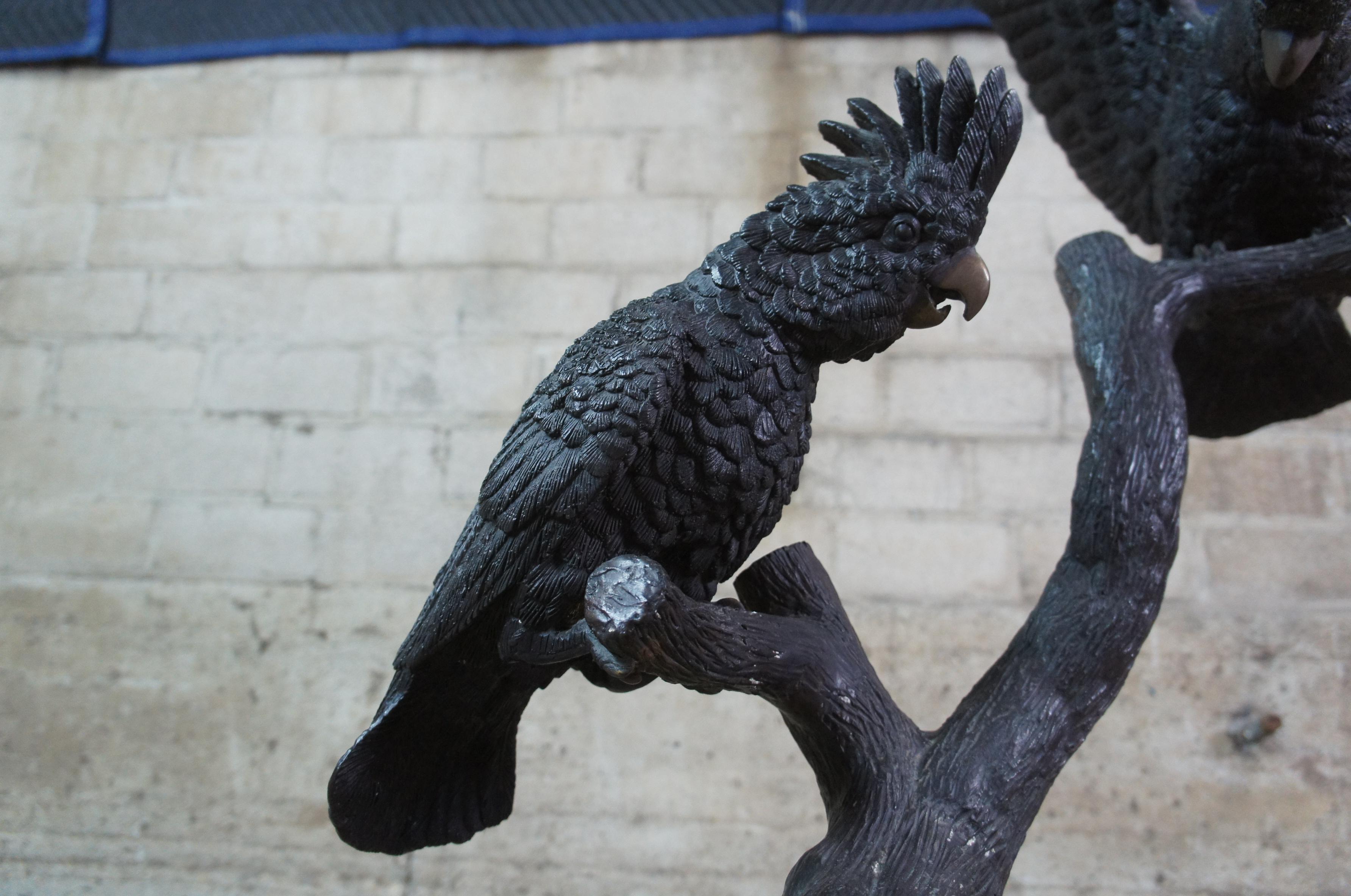 Mid Century Lifesize French Bronze Parrots Cockatoos Birds Sculpture Statue For Sale 2