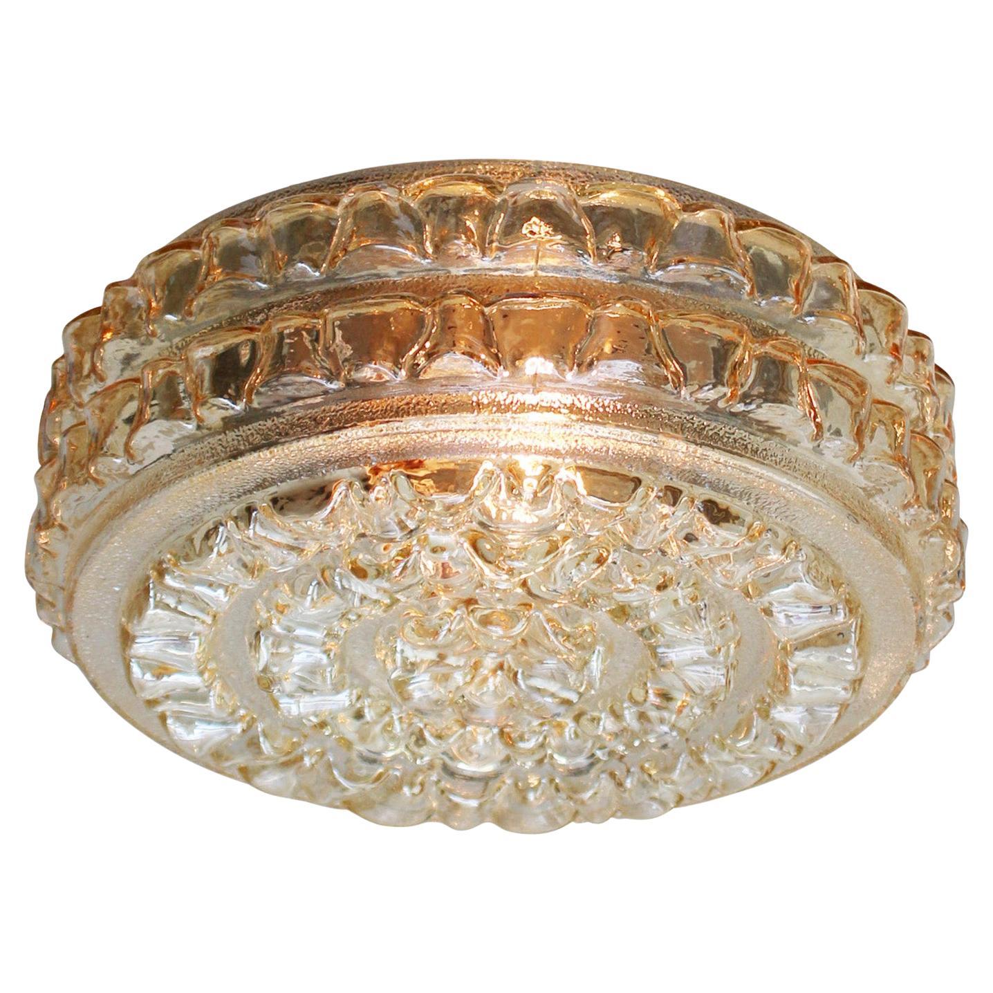 Mid-Century Light Amber Clear Glass Sconces Flush Mounts