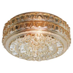 Mid-Century Light Amber Clear Glass Sconces Flush Mounts