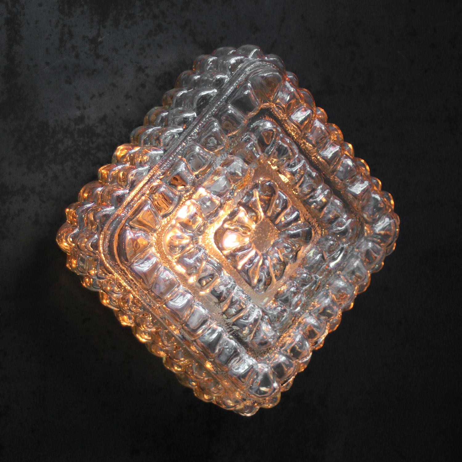 Lights Light Mid-Century Amber Clear Glass Sconces Flush Mounts en vente 3