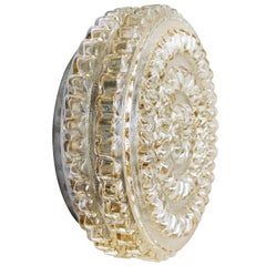 Mid-Century Light Amber Clear Glass Sconces Flush Mounts