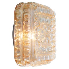 Mid-Century Light Amber Clear Glass Sconces Flush Mounts