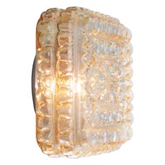 Mid-Century Light Amber Clear Glass Sconces Flush Mounts