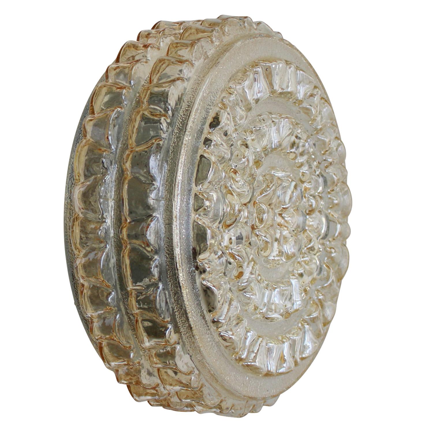 Metallo Lampada ad incasso in vetro ambrato di metà secolo in vendita